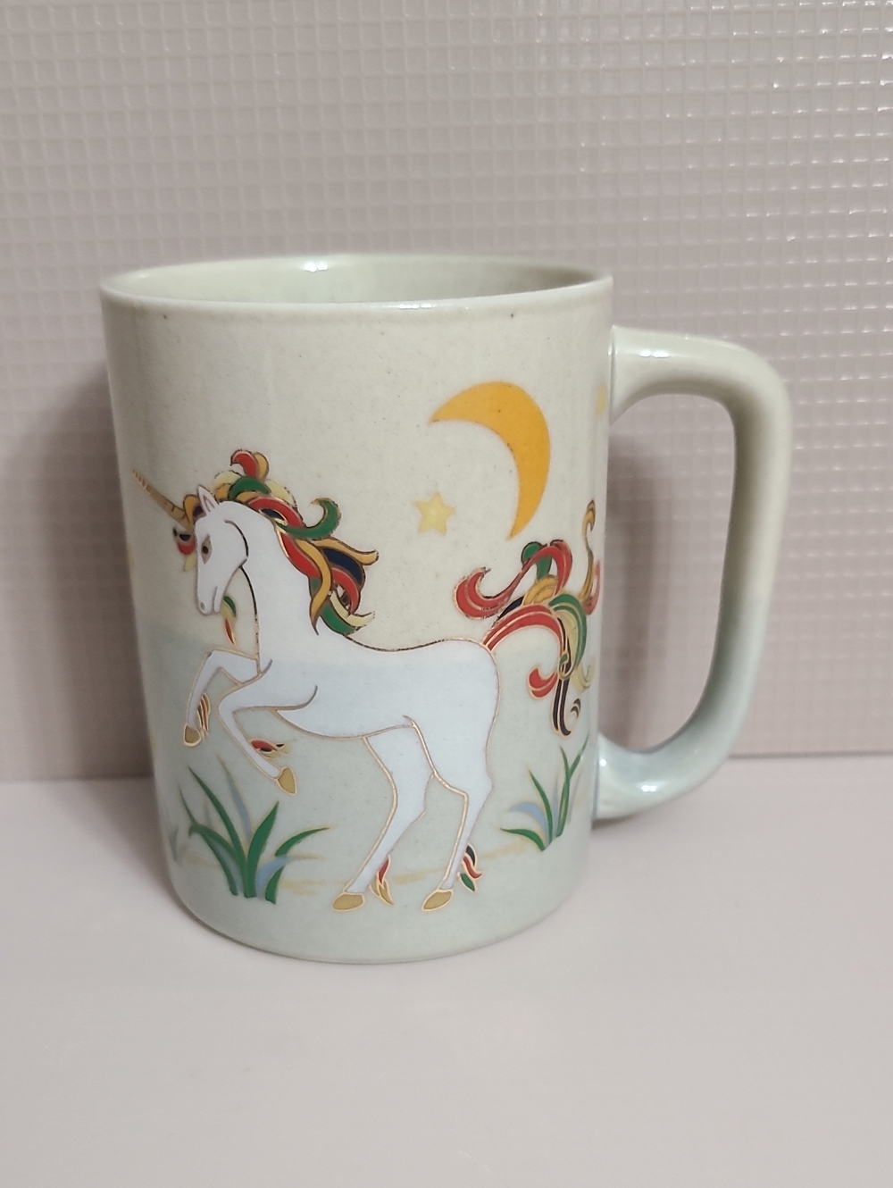 Vintage Otagiri Unicorn Mug, Speckled Gold Accents Ceramic Coffee Cup